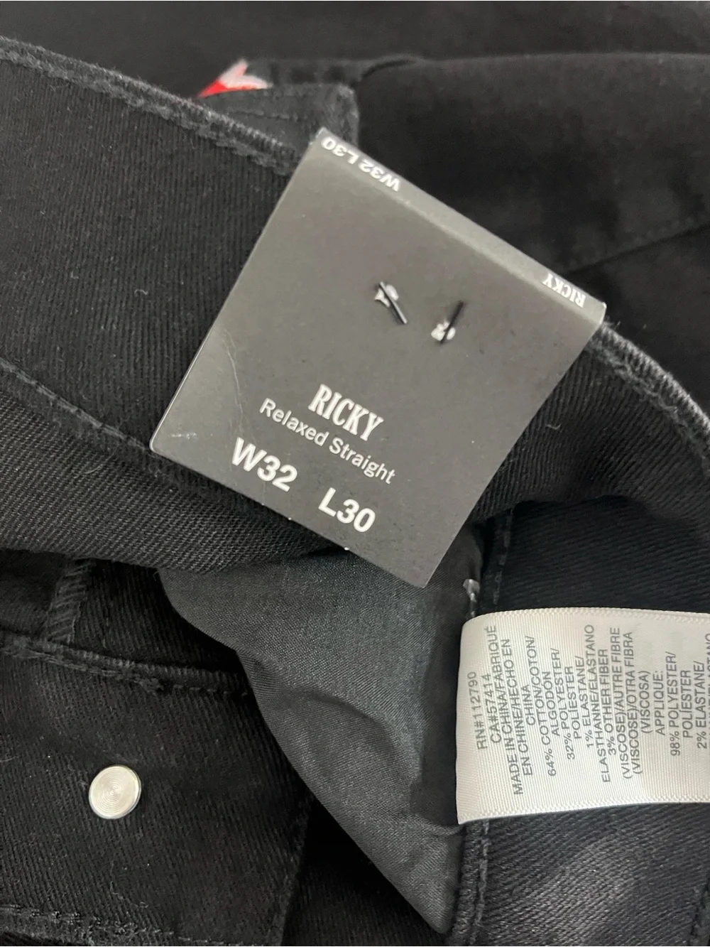 True Religion Ricky Applique SN Flap Straight “2SB Black Rinse” 32x30 #701564